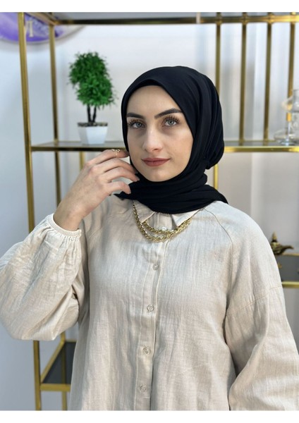 Ithal Kumaş Çıtçıtlı Hazır Şal Iki Sekılde Kullanılır Siyah Renk