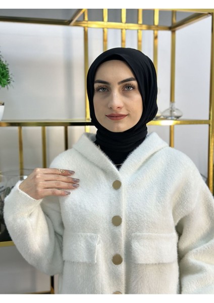 Ithal Kumaş Çıtçıtlı Hazır Şal Iki Sekılde Kullanılır Siyah Renk