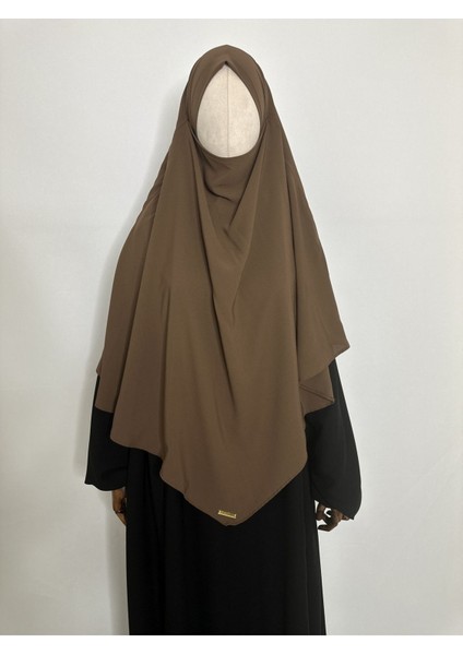 Sufle Hazır Esarp,arkası Iki Kat, Medine Ipegi ( Hac ve Umre Için Uygundur ) Khimar Hijap Kahve
