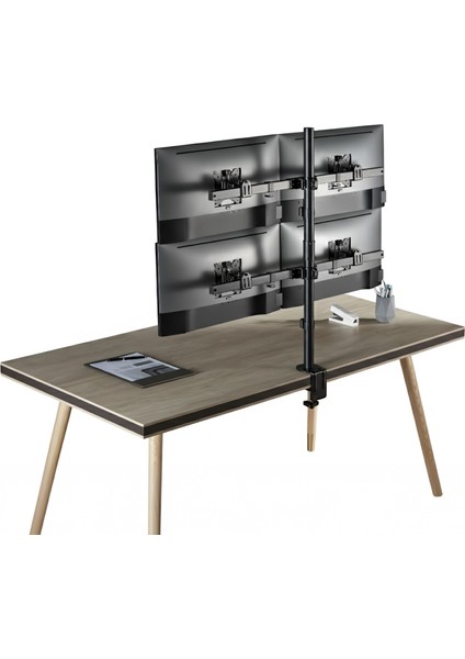 STD5704B Basic 17"-32" Vesa Yükseklik/genişlik Ayarlı Kablo Yönetimli Dörtlü Monitör Tutucu fiyatları