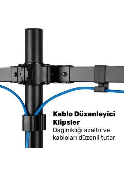 STD5704B Basic 17"-32" Vesa Yükseklik/genişlik Ayarlı Kablo Yönetimli Dörtlü Monitör Tutucu indirimleri