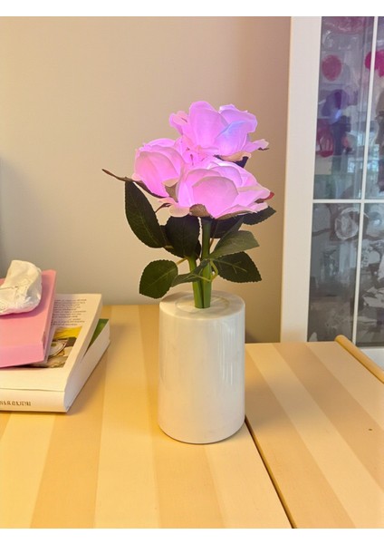 Güllü Dekoratif LED Işıklı Lamba 27 cm x 8 cm modelleri