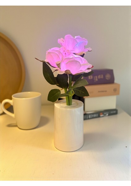 Güllü Dekoratif LED Işıklı Lamba 27 cm x 8 cm fırsatları