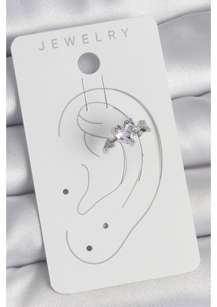 Pirinç Gümüş Renk Zirkon Taşlı Yıldız Model Kadın Kıkırdak Küpe - TJ-BKP10562 fiyatları