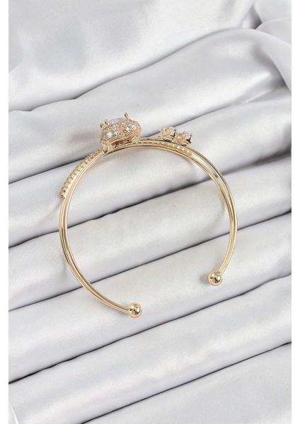 Pirinç Gold Renk Kalpli Zirkon Taşlı Kadın Bileklik - TJ-BB7061 fiyatları