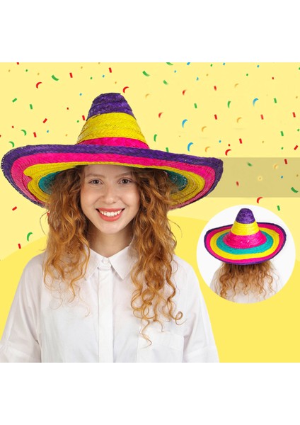 Sombrero Meksika Şapkası Renkli Örme Hasır Çocuk Boy fırsatları