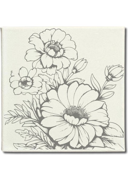 Okul Etkinliği 20X20 Resimli Tuval Çocuk Boyama Seti-Çiçekler_model-23 Resimli 3 Boya 1 Fırça modelleri