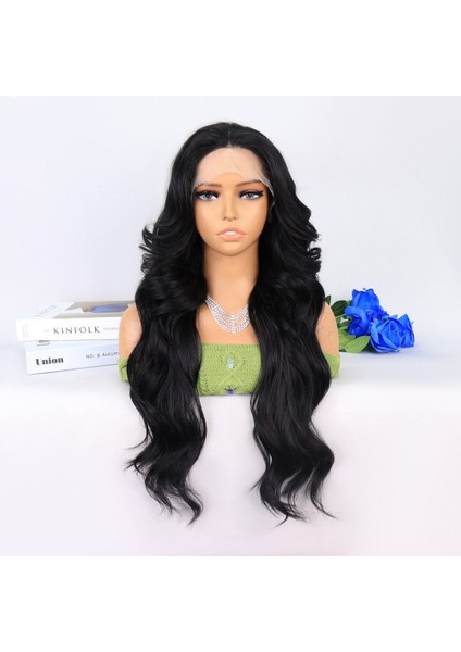 Siyah Dalgalı Uzun Boy Tül Peruk
