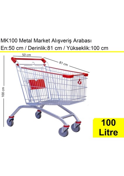 MK100 Metal Market Alışveriş Arabası 100 Litre
