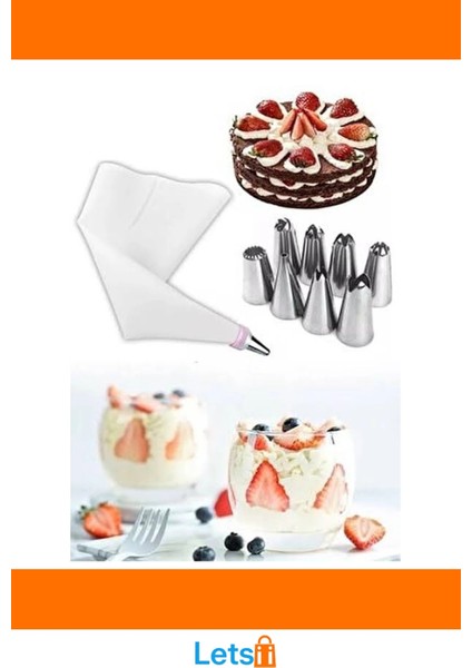 Paslanmaz Çelik Krema Sıkma Uçları ile 10 Parça Yaratıcı Pasta Süsleme Seti indirimleri