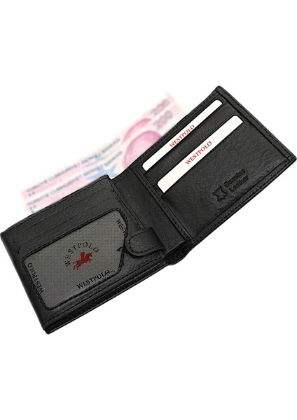 Hakiki Deri Kağıt Para ve Bol Kart Bölmeli Erkek Cüzdanı - Siyah modelleri
