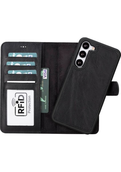 Samsung Galaxy S23 Plus Uyumlu Deri Cüzdanlı Kılıf Rst1 Siyah