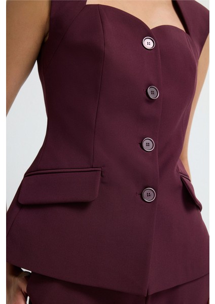 Vatkalı Önü Cepli Yelek Murdum 17943071003 fiyatları