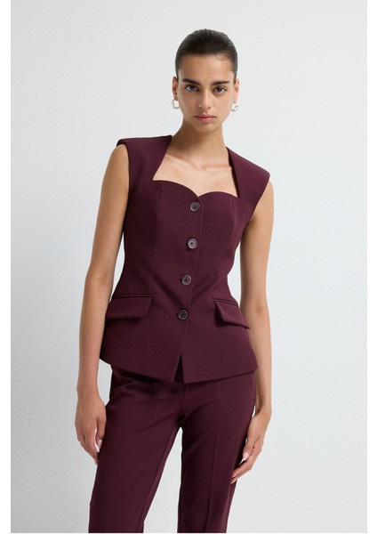 Vatkalı Önü Cepli Yelek Murdum 17943071003 fırsatları