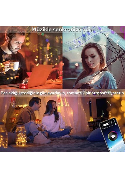 Ally 5mt 50 LED Rgb Bluetooth Telefonla Kontrol Edilen USB LED Lamba İOS-ANDROID-(1903) modelleri