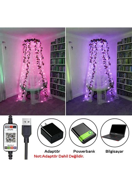 Ally 5mt 50 LED Rgb Bluetooth Telefonla Kontrol Edilen USB LED Lamba İOS-ANDROID-(1903) fırsatları