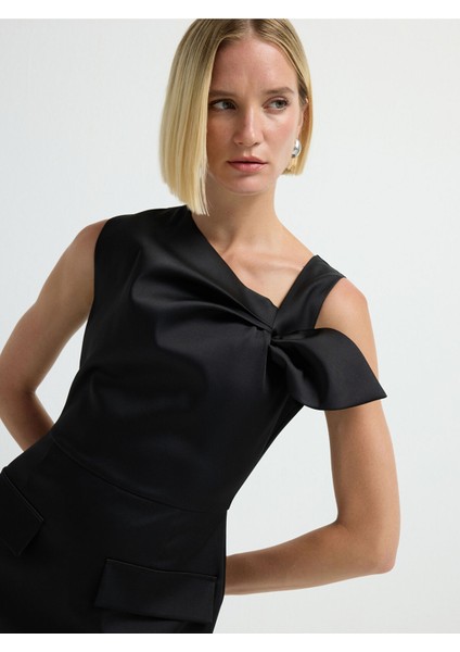 Fiyonk Detaylı Midi Boy Elbise Siyah 12444741001 fiyatları