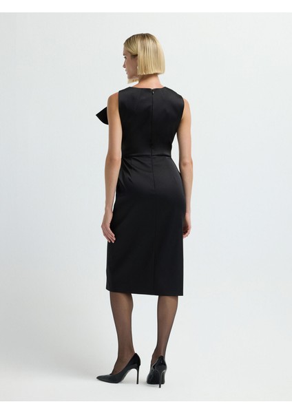 Fiyonk Detaylı Midi Boy Elbise Siyah 12444741001