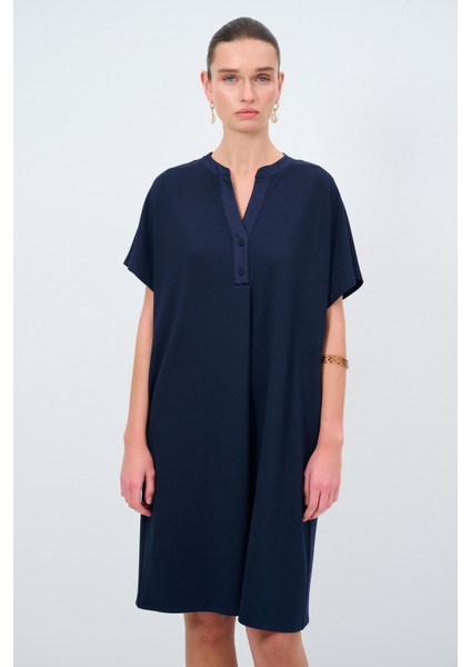 Örme Kısa Kollu Elbise Lacivert 124L9515000