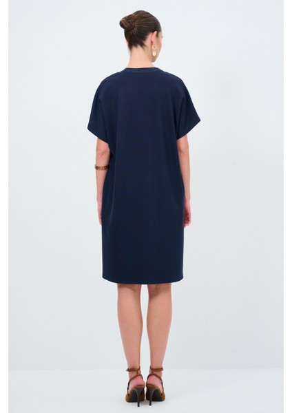Örme Kısa Kollu Elbise Lacivert 124L9515000 fırsatları
