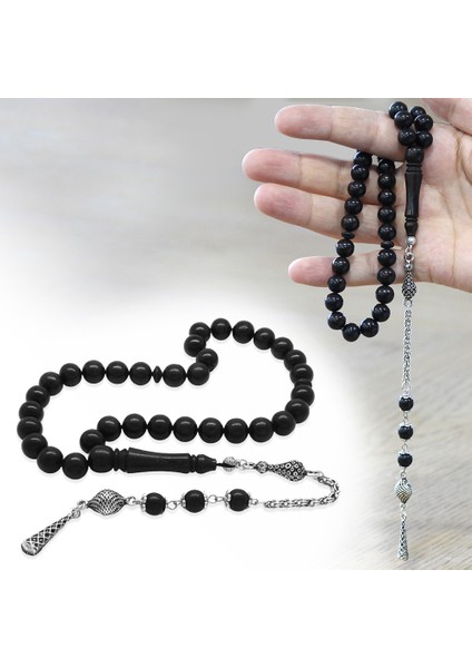 Kararmaz Metal Arnavut Zincir Püsküllü Küre Kesim Abanoz Ağacı Tesbih fiyatları