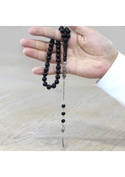 Kararmaz Metal Arnavut Zincir Püsküllü Küre Kesim Abanoz Ağacı Tesbih modelleri