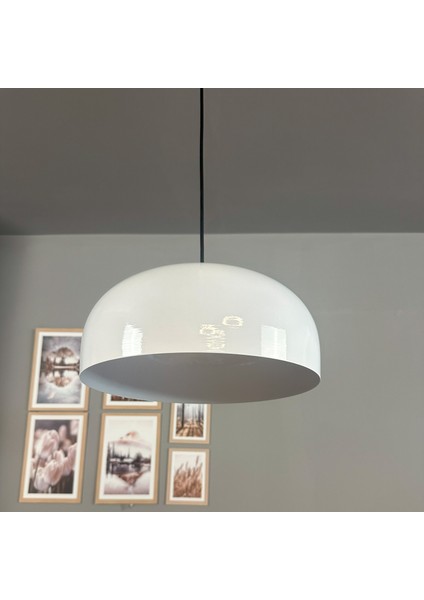 Beyaz Rocha Metal Avize Yarım Lale Başlık Salon Masaüstü Mutfak Otel Tekli Avize Lamba Aydınlatma fiyatları