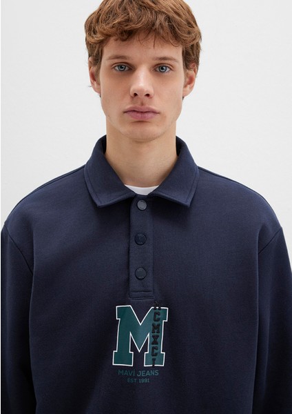 M Logo Baskılı Lacivert Sweatshirt 0S10494-70490 indirimleri