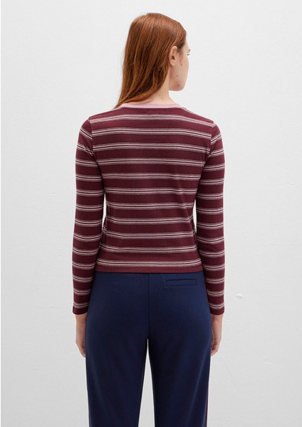 Uzun Kollu Çizgili Bordo Tişört 1613604-91193 indirimleri