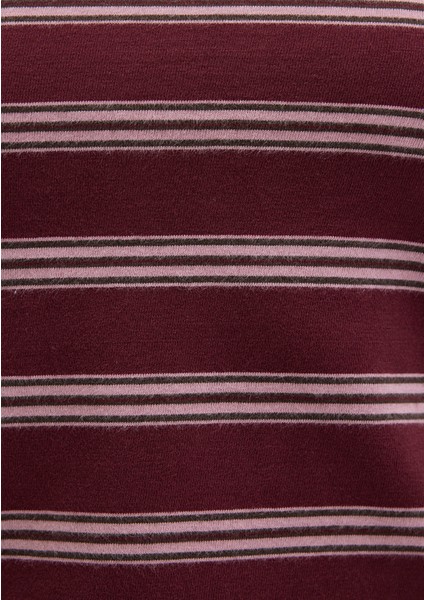 Uzun Kollu Çizgili Bordo Tişört 1613604-91193