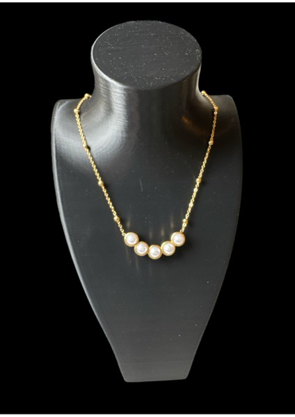 Çelik Gold Sıralı Inci Taşlı Kolye fiyatları