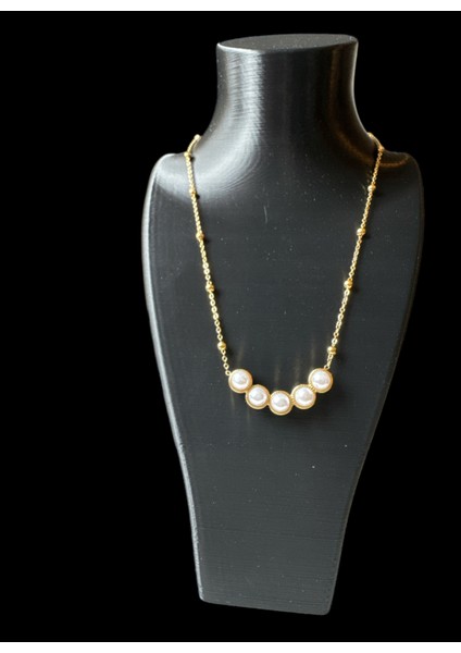 Çelik Gold Sıralı Inci Taşlı Kolye fırsatları