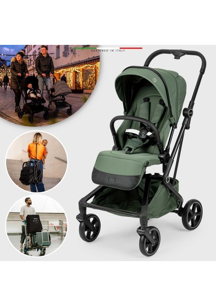 Rotativo Çift Yönlü Kabin Tipi Bebek Arabası Yeşil