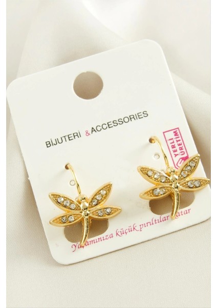 Yusufçuk Taşlı Klipsi Küpe