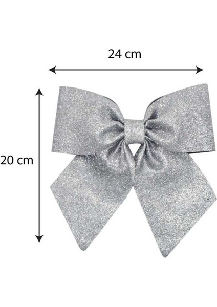 Yılbaşı Gümüş Eva Fiyonk Kurdele 24X20 cm Parlak Simli Yılbaşı Temalı Çam Ağacı Süsü Ağaç Dekoru