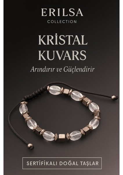 Sertifikalı Kristal Kuvars Doğal Taş Bileklik – Arındırıcı ve Enerji
