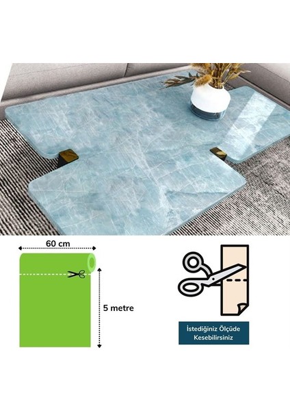 Mermer Desenli Masa Tezgah Mutfak Su Geçirmez Yapışkanlı Folyo Sticker Mavi 5x0,6m (5067) indirimleri