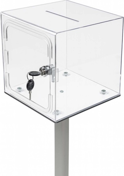 Kırılmaz Şeffaf Ayaklı Dilek, Şikayet Kutusu, Bahşiş Kutusu, Kumbara Tip Box Kilitli 20x20x20 cm fiyatları