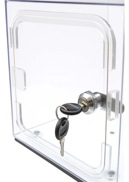 Kırılmaz Şeffaf Ayaklı Dilek, Şikayet Kutusu, Bahşiş Kutusu, Kumbara Tip Box Kilitli 20x20x20 cm modelleri