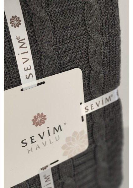 Tek Kişilik Triko Örme Battaniye - Yumuşak Dokulu & Şık Yatak Örtüsü-Örgü Battaniye - Koyu Gri fırsatları