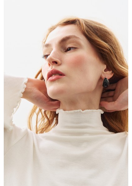 Balıkçı Yaka Bluz Ekru