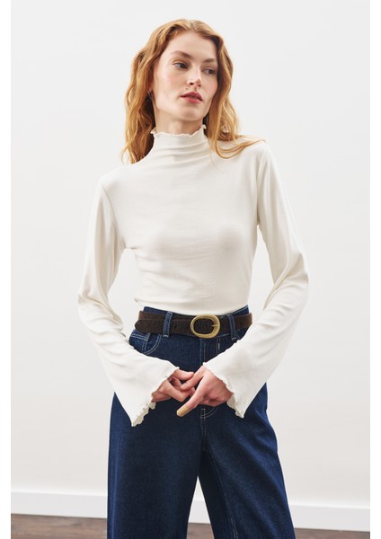 Balıkçı Yaka Bluz Ekru modelleri