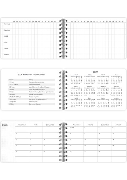 Haftalık Spiralli Yatay Cep Ajanda 2026 | 13,5x9,5 cm Soft Touch Kapak fiyatları