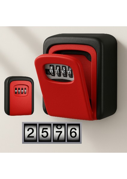 Kırmızı Şifreli Anahtar ve Eşya Saklama Güvenlik Kasası