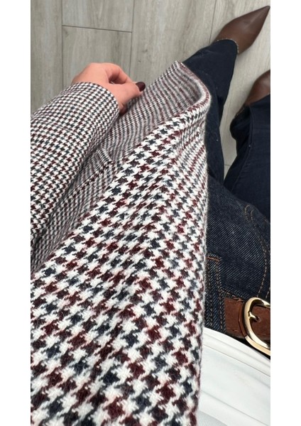 Bordo Kazayağı Tek Düğme Blazer Ceket indirimleri