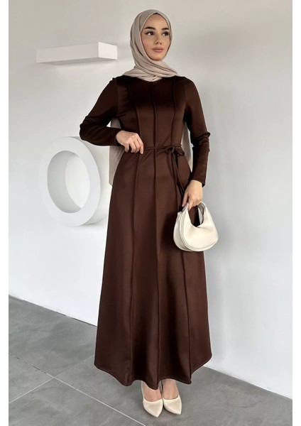Bel Bağcıklı Tesettür Dalgıç Elbise P-00018950