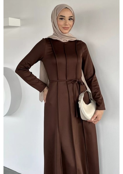 Bel Bağcıklı Tesettür Dalgıç Elbise P-00018950 fiyatları