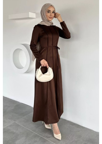 Bel Bağcıklı Tesettür Dalgıç Elbise P-00018950 modelleri