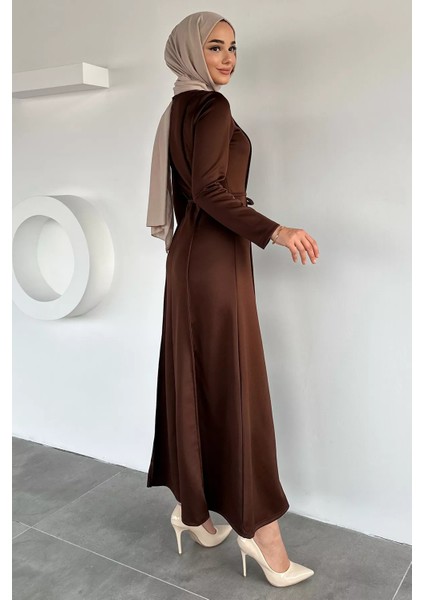 Bel Bağcıklı Tesettür Dalgıç Elbise P-00018950 fırsatları