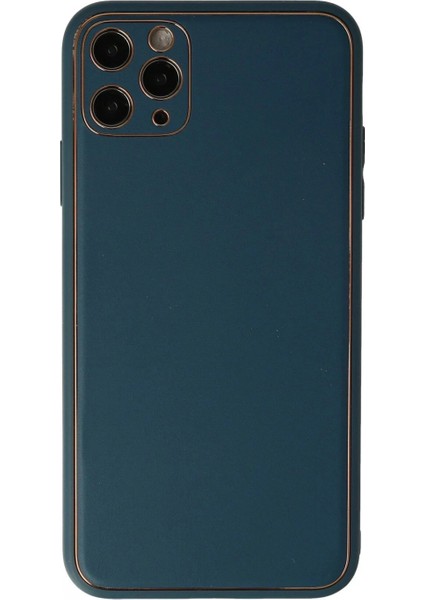 iPhone 11 Pro Max Kılıf Coco Deri Silikon Kapak - Mavi (K95)